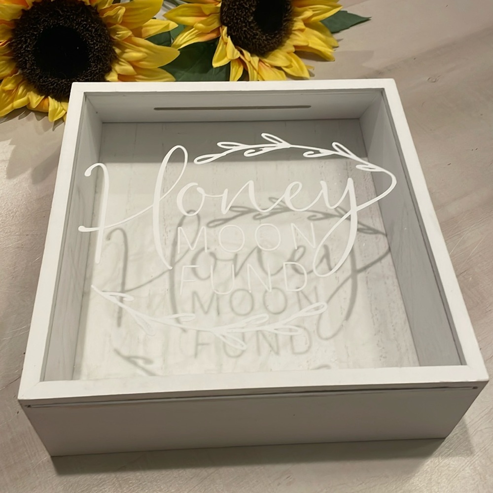 White Honeymoon Fund Box, Wedding Fund Box